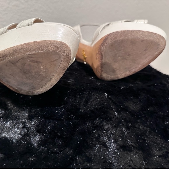 Prada Cream Leather Strappy platform Sandals Y2K 80s 90s retro glam corpcore - Picture 9 of 12